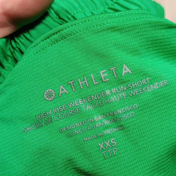 Athleta high rise weekender run short green athletic shorts women's sz XXS - Picture 8 of 10